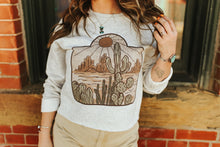 Load image into Gallery viewer, Desert Scene Raw Hem Graphic SweatshirtMultiS
