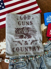 Load image into Gallery viewer, God, Guns and Country Trump Graphic TeeOlive AshS
