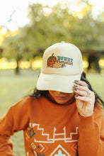 Load image into Gallery viewer, Howdy Pumpkin Turquoise Trucker HatTan
