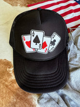 Load image into Gallery viewer, Lucky Aces Patch Trucker HatBlackOS
