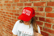 Load image into Gallery viewer, Make America Cowboy Again Red Trucker HatRed &amp; WhiteOS
