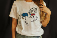 Load image into Gallery viewer, Patriotic USA Horse Western Graphic TeeWhiteS
