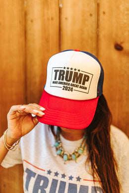 Trump MAGA Trucker HatRed White & BlueOS