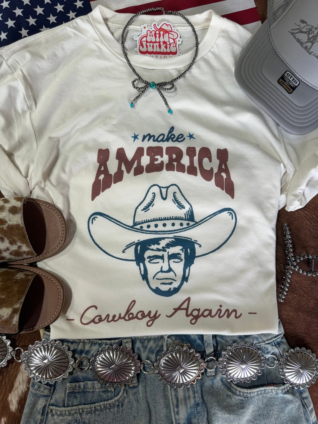 Trump Make America Cowboy Again Graphic TeeNaturalS