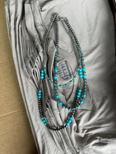 Load image into Gallery viewer, Turquoise and Silver Pearl Layered NecklaceTurquoiseOS
