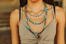 Load image into Gallery viewer, Turquoise and Silver Pearl Layered NecklaceTurquoiseOS
